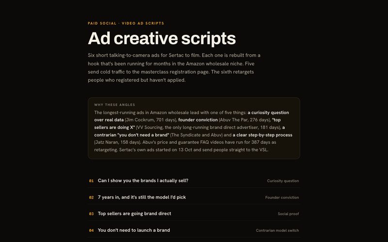 Ad creative scripts preview