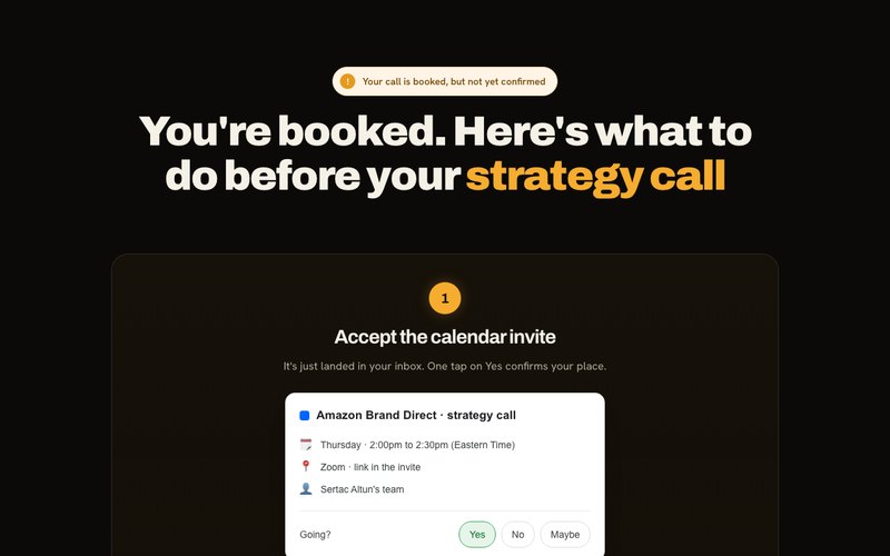 Confirmation page preview